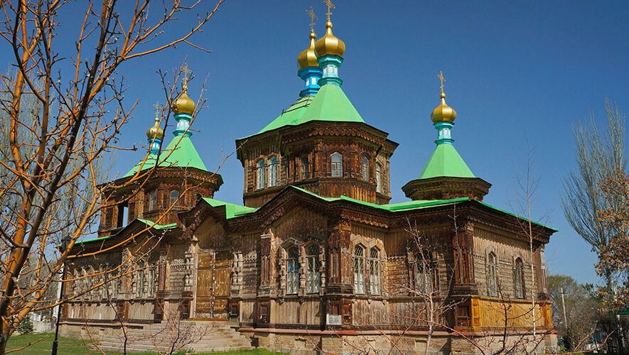 Heilige-Dreifaltigkeits-Kathedrale, eine orthodoxe Holzkirche in Karakol